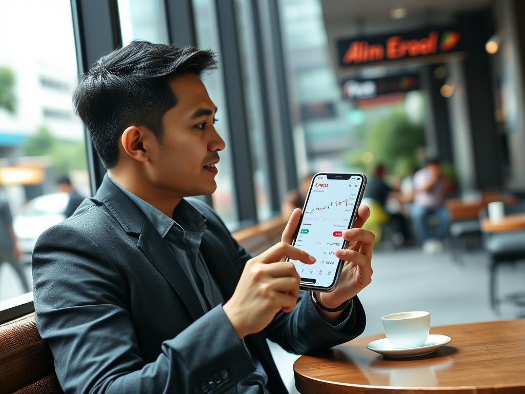 Trader Indonesia yang sukses menggunakan platform Exness di perangkat mobile
